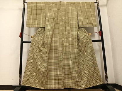 平和屋着物●本場縞大島紬　格子　正絹　逸品　AABJ9320ph