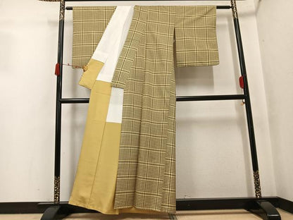 平和屋着物●本場縞大島紬　格子　正絹　逸品　AABJ9320ph