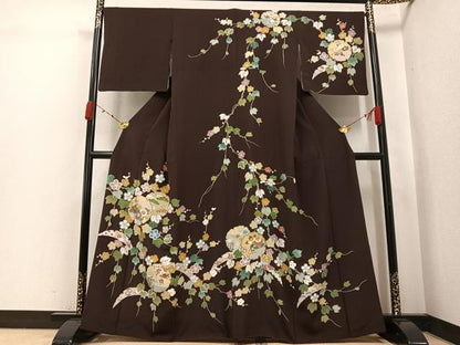 平和屋着物●訪問着　雪輪花文　金彩　正絹　逸品　AABJ9321ph
