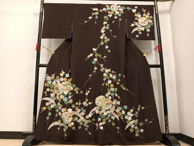 平和屋着物●訪問着　雪輪花文　金彩　正絹　逸品　AABJ9321ph