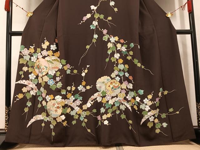 平和屋着物●訪問着　雪輪花文　金彩　正絹　逸品　AABJ9321ph