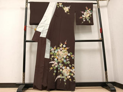 平和屋着物●訪問着　雪輪花文　金彩　正絹　逸品　AABJ9321ph