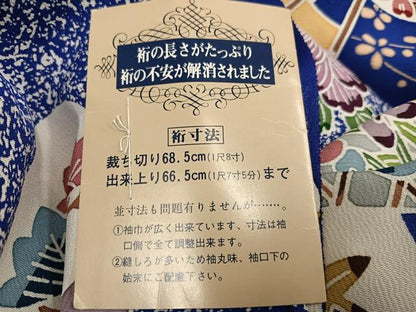 平和屋着物●豪華振袖　型染め　扇面草花文　丹後ちりめん　仮絵羽　逸品　未使用　AABJ9322ph