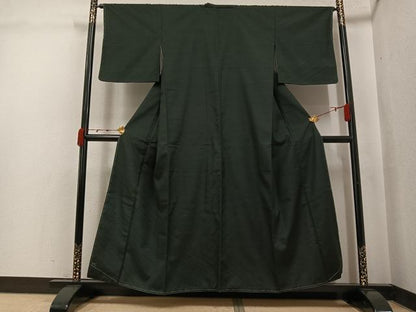 平和屋着物●訪問着　紬地　斜縞　黒地　さが美扱い　正絹　逸品　未使用　AABJ9323ph