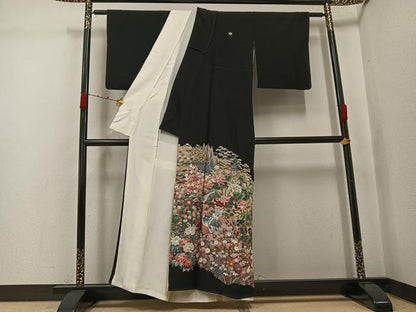 平和屋着物●本加賀友禅作家　土田外男　黒留袖　花鳥文　正絹　逸品　AABJ9325ph