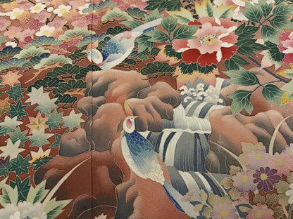 平和屋着物●本加賀友禅作家　土田外男　黒留袖　花鳥文　正絹　逸品　AABJ9325ph
