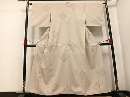 平和屋着物●結城紬　飛び亀甲　菱文　正絹　逸品　AABJ9327ph