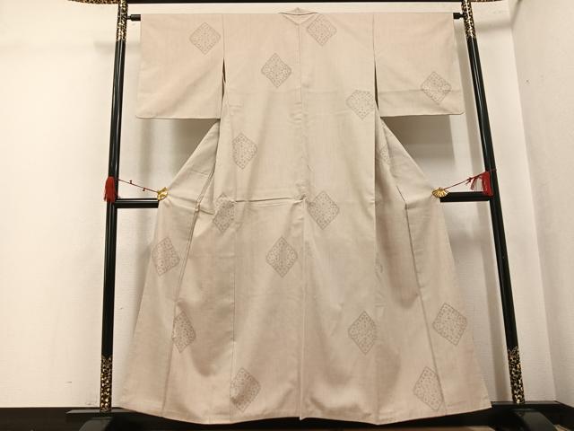 平和屋着物●結城紬　飛び亀甲　菱文　正絹　逸品　AABJ9327ph