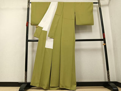 平和屋着物●上質な色無地　桑染色　正絹　逸品　AABJ9328ph