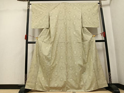 平和屋着物●本場大島紬　白大島　120亀甲　菱文　正絹　逸品　未使用　AABJ9332ph