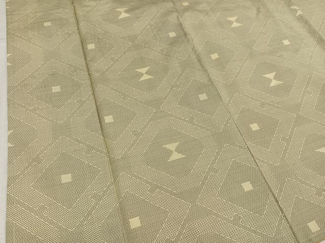平和屋着物●本場大島紬　白大島　120亀甲　菱文　正絹　逸品　未使用　AABJ9332ph