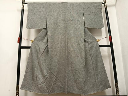 平和屋着物●大変加工の良い総絞り小紋　黒地　正絹　逸品　AABJ9333ph