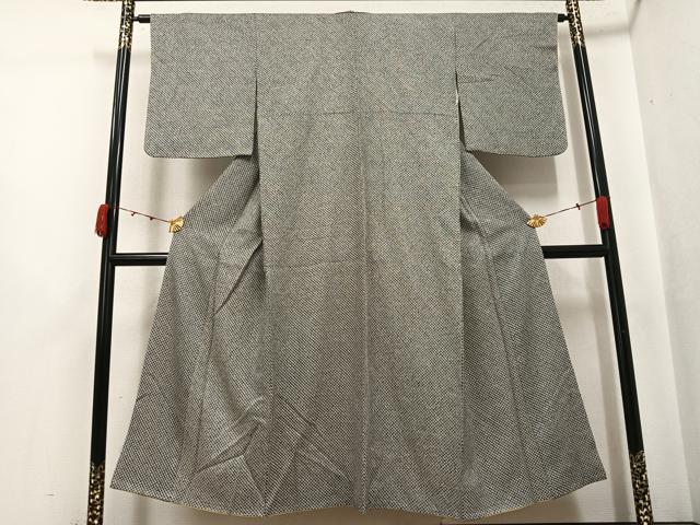 平和屋着物●大変加工の良い総絞り小紋　黒地　正絹　逸品　AABJ9333ph