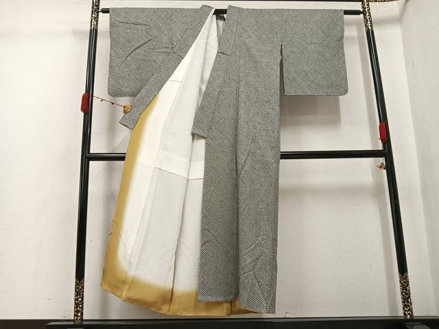 平和屋着物●大変加工の良い総絞り小紋　黒地　正絹　逸品　AABJ9333ph