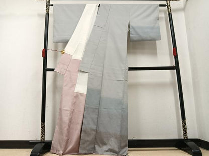 平和屋着物●訪問着　紬地　霞文　正絹　逸品　AABJ9336ph