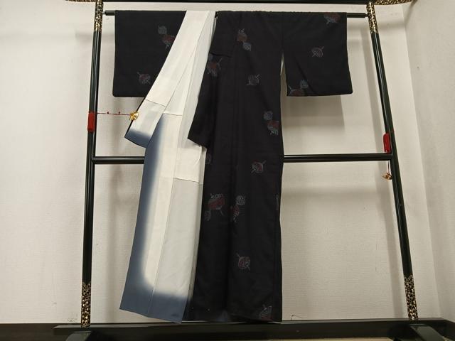 平和屋着物●結城紬　100亀甲　飛び亀甲　こま　正絹　逸品　AABJ9337ph