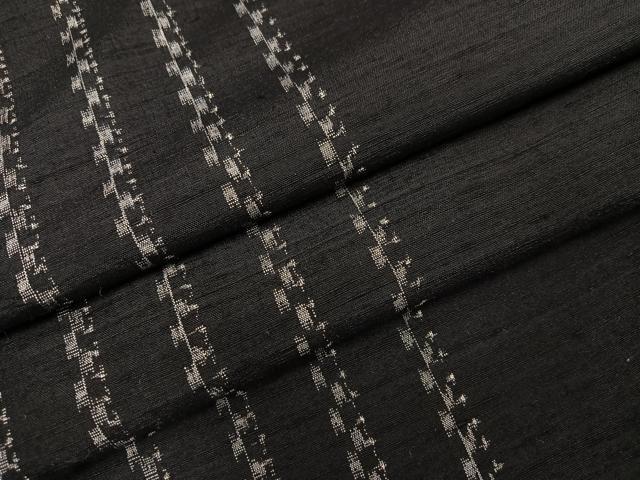 平和屋着物●上質な紬　間道　黒地　正絹　逸品　AABJ9341ph