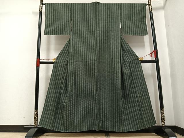 平和屋着物●上質な紬　網代織　間道　正絹　逸品　AABJ9343ph