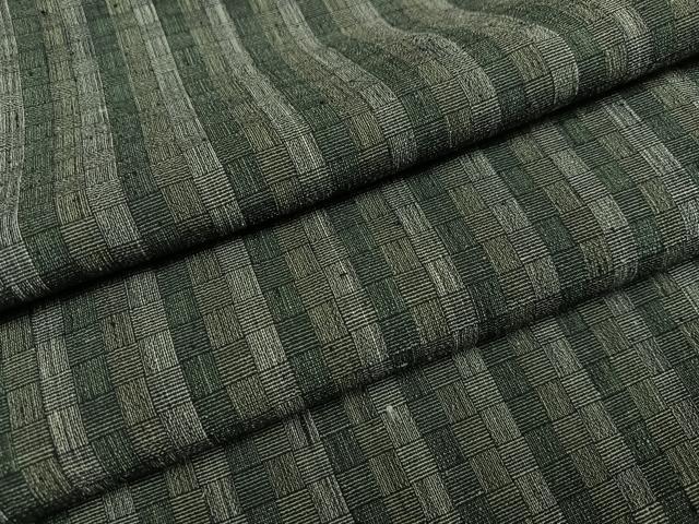 平和屋着物●上質な紬　網代織　間道　正絹　逸品　AABJ9343ph