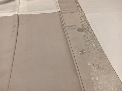 平和屋着物●松尾光琳　色無地　空吾倍子色　反端付き　正絹　逸品　AABJ9344ph