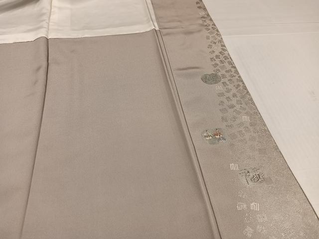 平和屋着物●松尾光琳　色無地　空吾倍子色　反端付き　正絹　逸品　AABJ9344ph