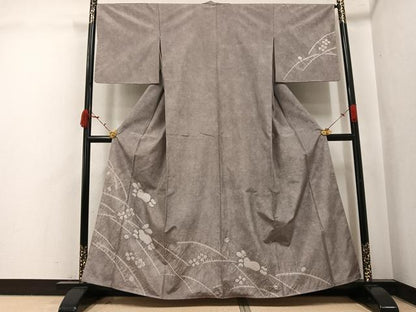 平和屋着物●本場縞大島紬　訪問着　絞り　兎花文　やまと金ラベル　正絹　逸品　未使用　AABJ9345ph