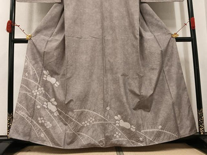 平和屋着物●本場縞大島紬　訪問着　絞り　兎花文　やまと金ラベル　正絹　逸品　未使用　AABJ9345ph