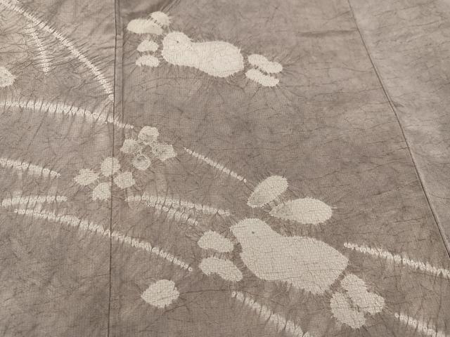 平和屋着物●本場縞大島紬　訪問着　絞り　兎花文　やまと金ラベル　正絹　逸品　未使用　AABJ9345ph
