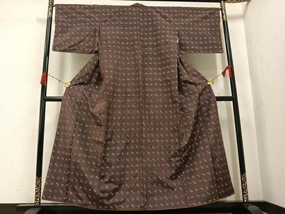 平和屋着物●上質な紬　琉球絣文様　正絹　逸品　AABJ9350ph