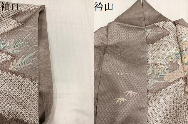 平和屋着物●訪問着　松竹梅風景文　丹後ちりめん　反端付き　正絹　逸品　AABJ9353ph