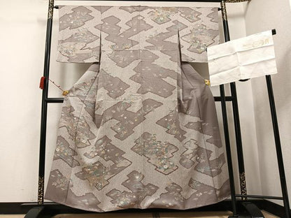 平和屋着物●訪問着　松竹梅風景文　丹後ちりめん　反端付き　正絹　逸品　AABJ9353ph