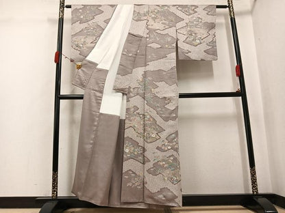 平和屋着物●訪問着　松竹梅風景文　丹後ちりめん　反端付き　正絹　逸品　AABJ9353ph