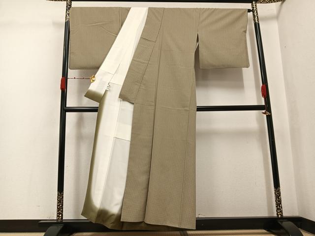 平和屋着物●お召　網代文　正絹　逸品　AABJ9359ph
