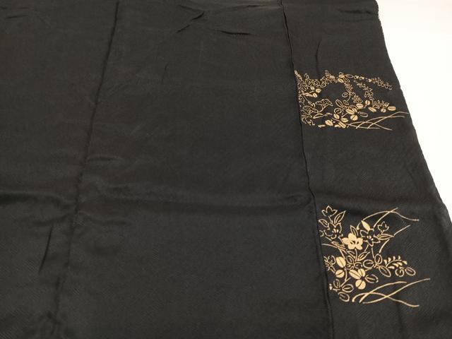 平和屋着物●訪問着　絞り　刺繍　草花青海波　黒地　金彩　正絹　逸品　AABJ9361ph