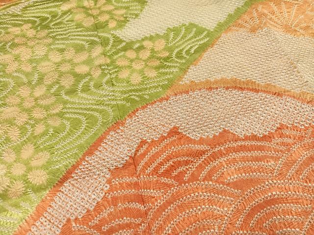 平和屋着物●豪華振袖　総絞り　立波花唐草文　正絹　逸品　AABJ9362ph