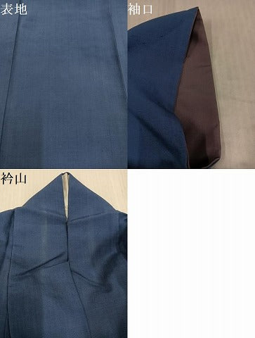 平和屋着物●上質な紬　色無地　鉄御納戸色　正絹　逸品　AABJ9363ph
