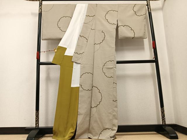 平和屋着物●世界的友禅作家　千地泰弘　小紋　雪輪文　正絹　逸品　AABJ9364ph
