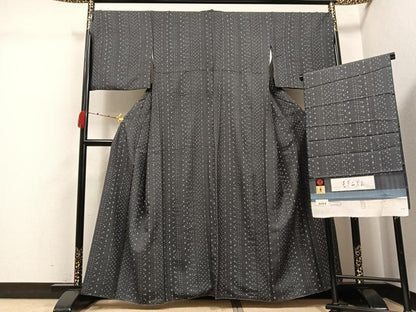 平和屋着物●上質な小紋　京友禅　長佐美久実　月　モダニズム　丹後ちりめん　反端付き　正絹　逸品　AABJ9368ph