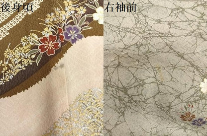 平和屋着物●訪問着　作家物　草花文　暈し染め　金銀彩　正絹　逸品　AABJ9369ph