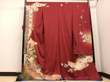 平和屋着物●ファッションブランド　hiromichi nakano　ヒロミチナカノ　振袖　草花文　金彩　仮絵羽　正絹　逸品　未使用　AABJ9370ph