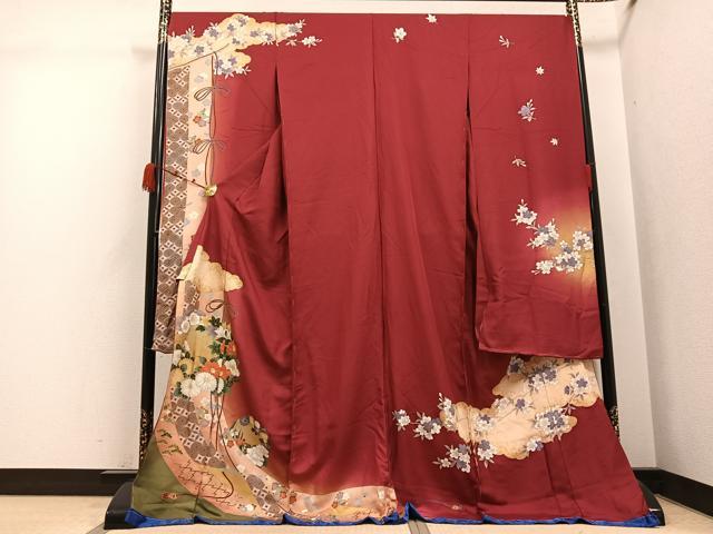 平和屋着物●ファッションブランド　hiromichi nakano　ヒロミチナカノ　振袖　草花文　金彩　仮絵羽　正絹　逸品　未使用　AABJ9370ph