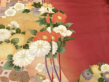 平和屋着物●ファッションブランド　hiromichi nakano　ヒロミチナカノ　振袖　草花文　金彩　仮絵羽　正絹　逸品　未使用　AABJ9370ph