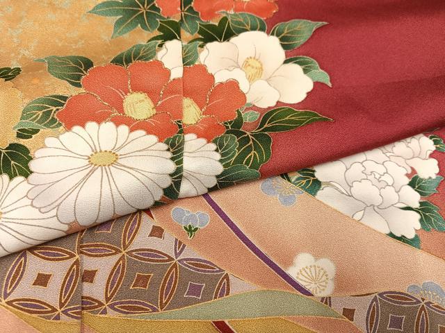 平和屋着物●ファッションブランド　hiromichi nakano　ヒロミチナカノ　振袖　草花文　金彩　仮絵羽　正絹　逸品　未使用　AABJ9370ph