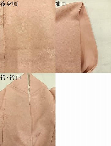 平和屋着物●上質な色無地　能面地紋　一斤染色　正絹　逸品　AABJ9371ph
