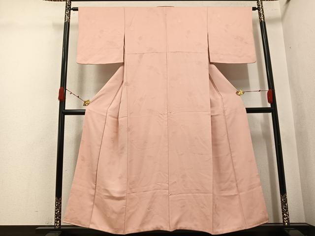 平和屋着物●上質な色無地　能面地紋　一斤染色　正絹　逸品　AABJ9371ph