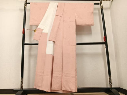 平和屋着物●上質な色無地　能面地紋　一斤染色　正絹　逸品　AABJ9371ph