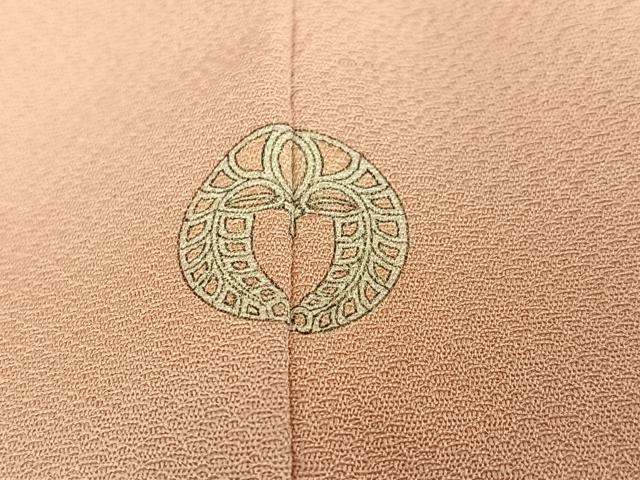 平和屋着物●上質な色無地　能面地紋　一斤染色　正絹　逸品　AABJ9371ph