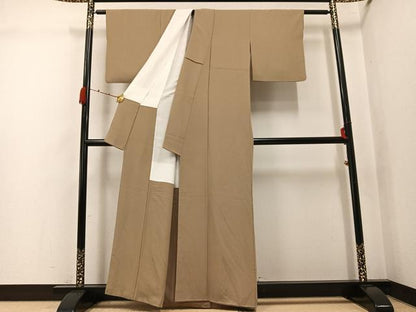 平和屋着物●上質な色無地　榛色　正絹　逸品　AABJ9373ph