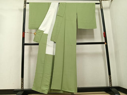 平和屋着物●上質な色無地　柳茶色　正絹　逸品　未使用　AABJ9375ph