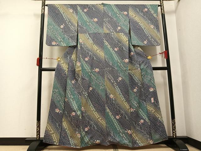 平和屋着物●世界的ファッションデザイナー 山本寛斎 kansaiブランド 小紋 辻が花 絞り 暈し染め 金彩 正絹 逸品 AABJ9376ph
